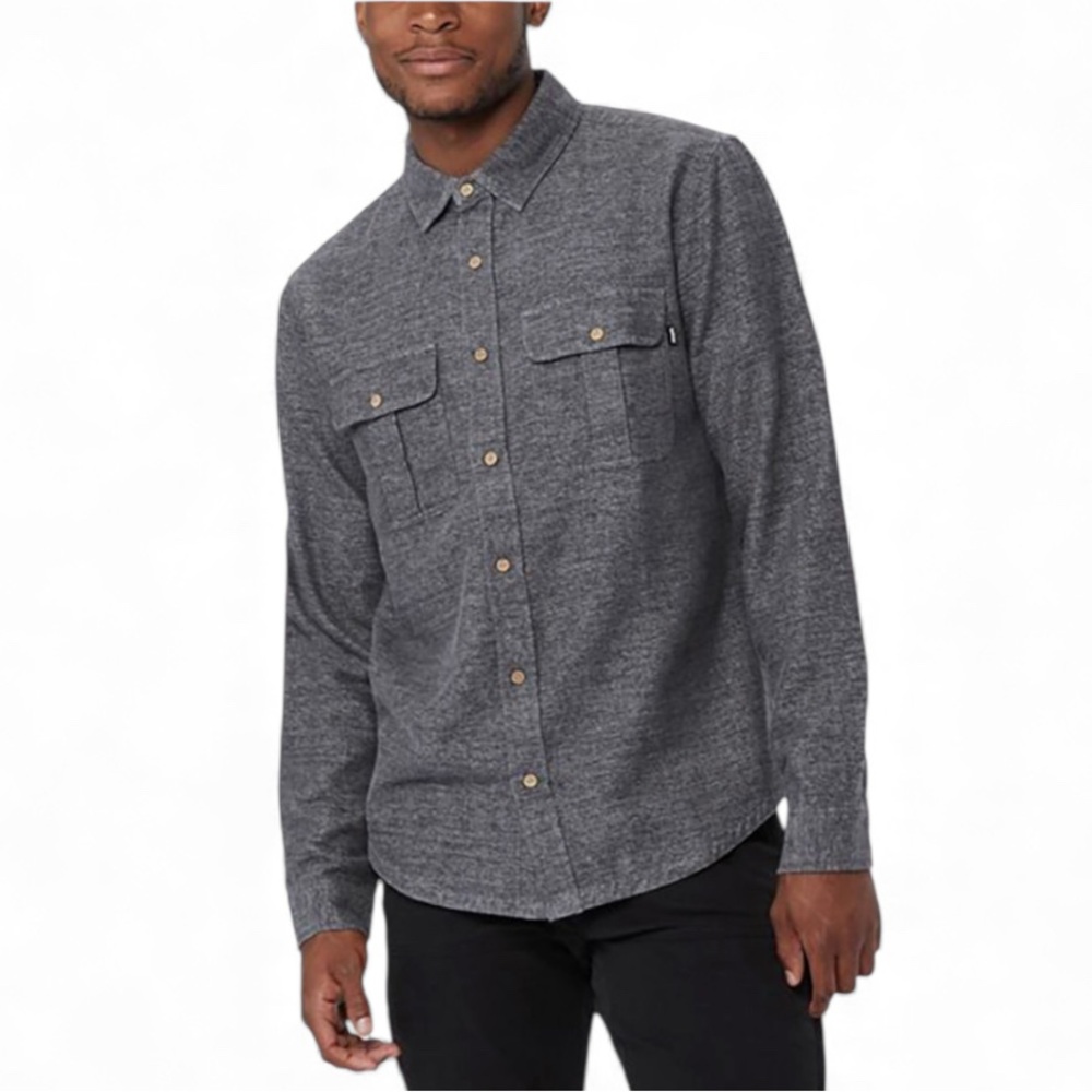 Tentree Men's Gray Button-Up Flannel Shirt Sz L